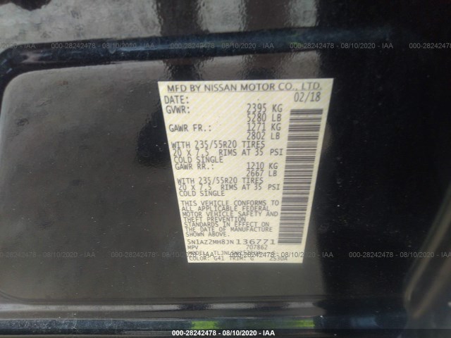 Photo 8 VIN: 5N1AZ2MH8JN136771 - NISSAN MURANO 