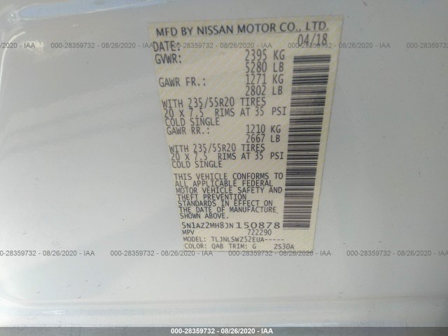 Photo 8 VIN: 5N1AZ2MH8JN150878 - NISSAN MURANO 