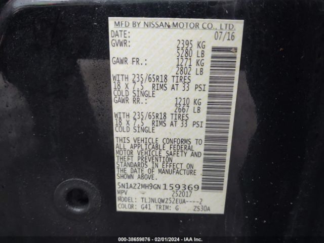 Photo 8 VIN: 5N1AZ2MH9GN159369 - NISSAN MURANO 