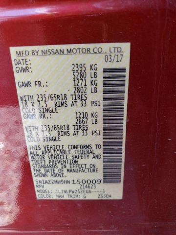 Photo 13 VIN: 5N1AZ2MH9HN150009 - NISSAN MURANO 