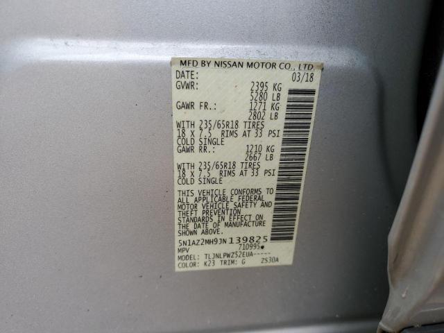 Photo 12 VIN: 5N1AZ2MH9JN139825 - NISSAN MURANO S 