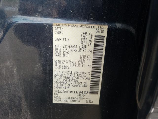 Photo 9 VIN: 5N1AZ2MH9JN169438 - NISSAN MURANO 