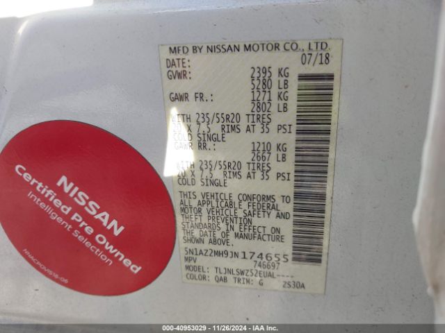 Photo 8 VIN: 5N1AZ2MH9JN174655 - NISSAN MURANO 