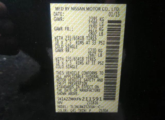 Photo 8 VIN: 5N1AZ2MHXFN211591 - NISSAN MURANO 