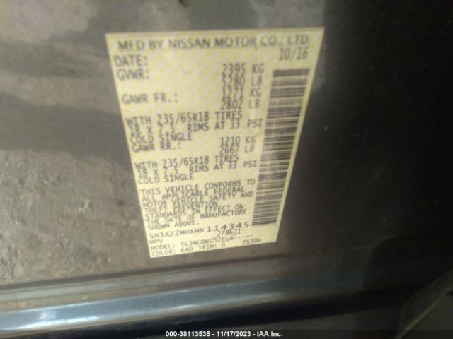 Photo 8 VIN: 5N1AZ2MHXHN114345 - NISSAN MURANO 