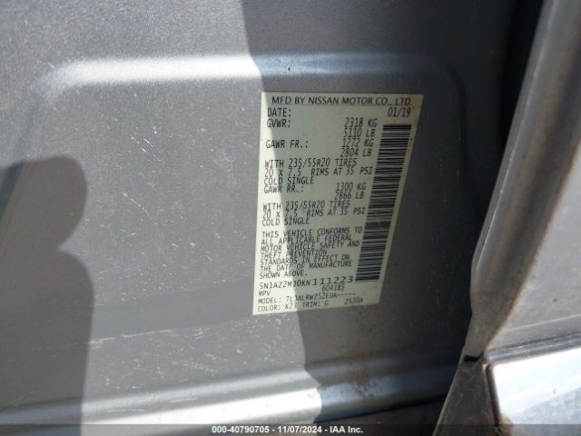 Photo 8 VIN: 5N1AZ2MJ0KN111223 - NISSAN MURANO 