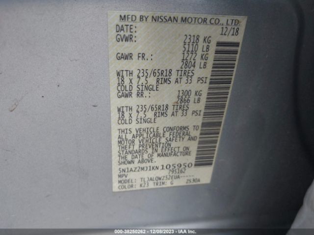 Photo 8 VIN: 5N1AZ2MJ1KN105950 - NISSAN MURANO 