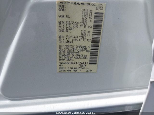 Photo 8 VIN: 5N1AZ2MJ1KN106435 - NISSAN MURANO 