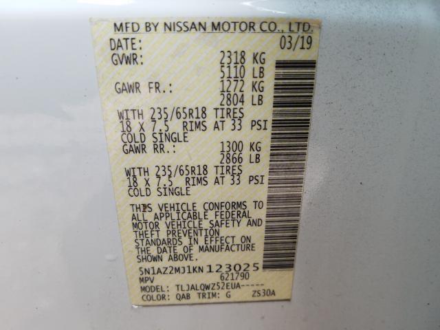 Photo 9 VIN: 5N1AZ2MJ1KN123025 - NISSAN MURANO 