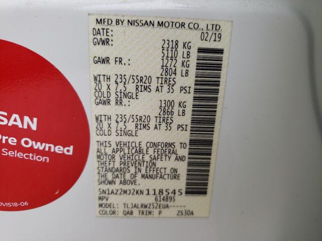 Photo 9 VIN: 5N1AZ2MJ2KN118545 - NISSAN MURANO 