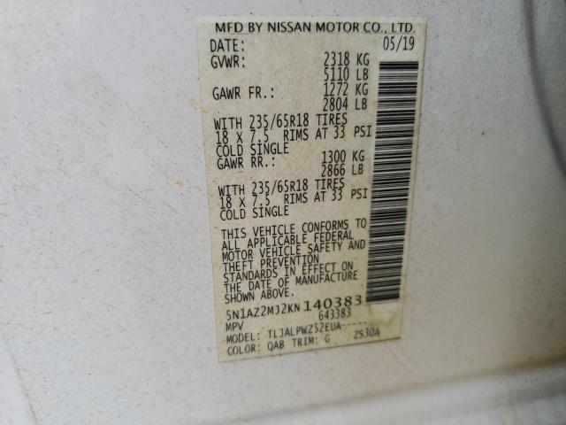 Photo 12 VIN: 5N1AZ2MJ2KN140383 - NISSAN MURANO 