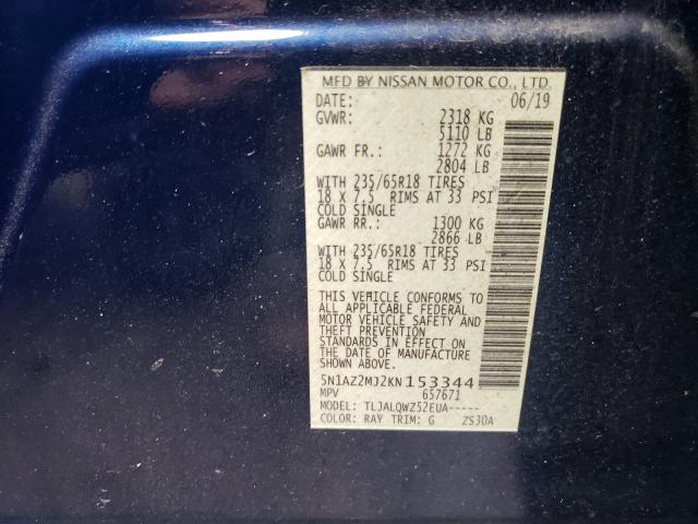 Photo 9 VIN: 5N1AZ2MJ2KN153344 - NISSAN MURANO 