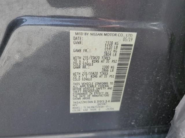 Photo 12 VIN: 5N1AZ2MJ3KN139534 - NISSAN MURANO S 