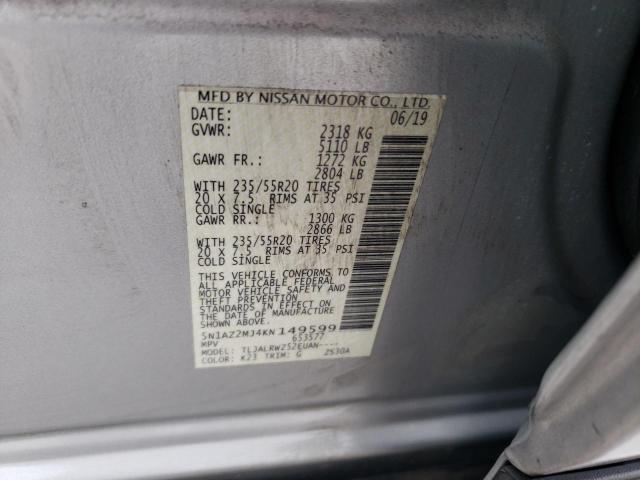 Photo 13 VIN: 5N1AZ2MJ4KN149599 - NISSAN MURANO 