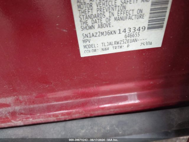 Photo 8 VIN: 5N1AZ2MJ6KN143349 - NISSAN MURANO 