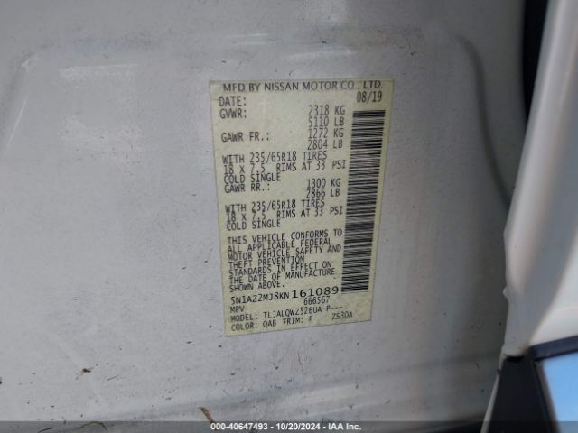 Photo 8 VIN: 5N1AZ2MJ8KN161089 - NISSAN MURANO 