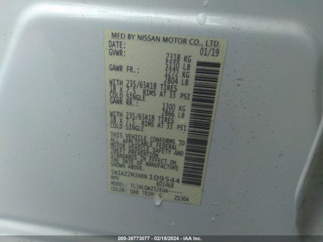 Photo 8 VIN: 5N1AZ2MJXKN109544 - NISSAN MURANO 