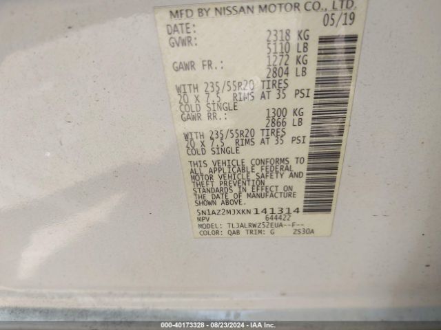 Photo 8 VIN: 5N1AZ2MJXKN141314 - NISSAN MURANO 