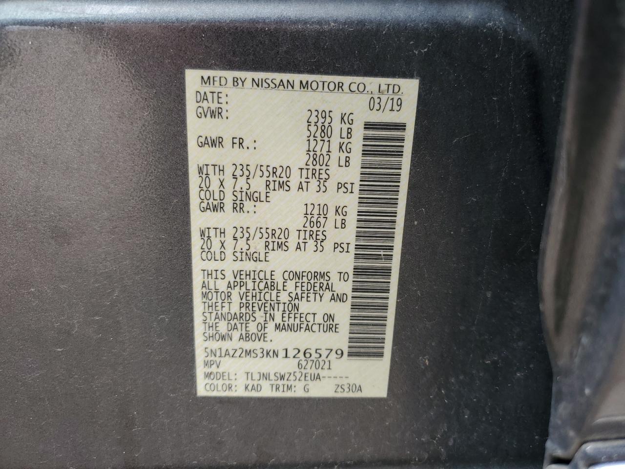 Photo 12 VIN: 5N1AZ2MS3KN126579 - NISSAN MURANO 