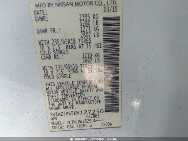 Photo 8 VIN: 5N1AZ2MS5KN127250 - NISSAN MURANO 