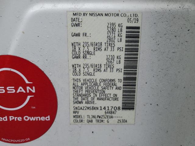 Photo 12 VIN: 5N1AZ2MS8KN141708 - NISSAN MURANO 