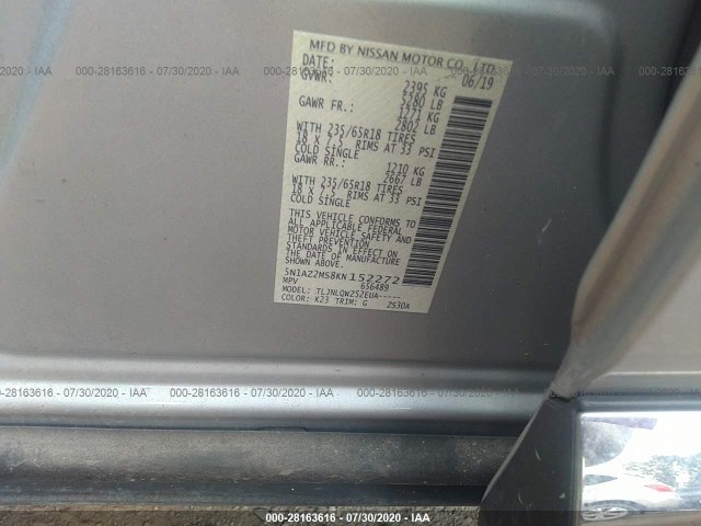 Photo 8 VIN: 5N1AZ2MS8KN152272 - NISSAN MURANO 