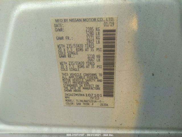 Photo 8 VIN: 5N1AZ2MS9KN107101 - NISSAN MURANO 