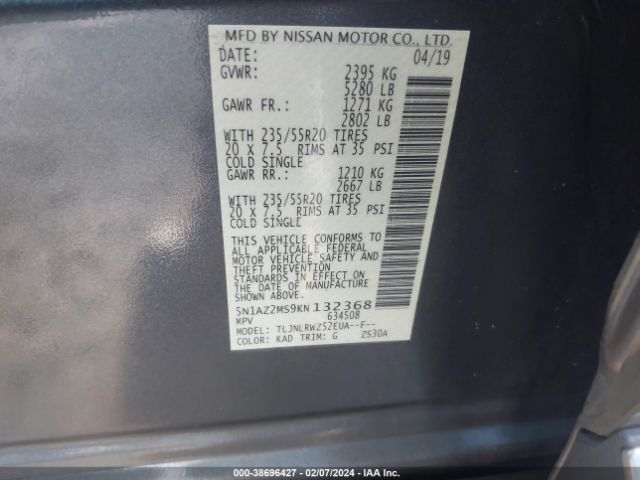 Photo 8 VIN: 5N1AZ2MS9KN132368 - NISSAN MURANO 