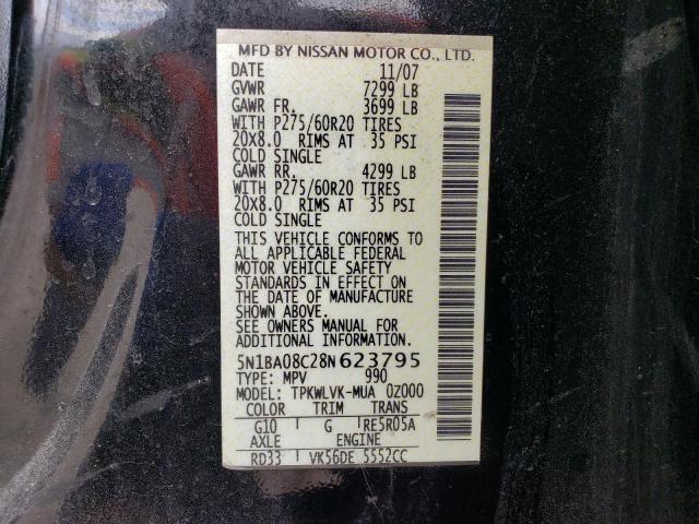 Photo 12 VIN: 5N1BA08C28N623795 - NISSAN ARMADA SE 