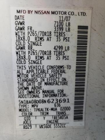 Photo 11 VIN: 5N1BA08D08N623691 - NISSAN ARMADA 