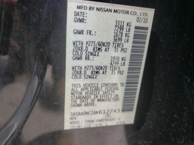 Photo 9 VIN: 5N1BA0NC2AN612743 - NISSAN ARMADA SE 