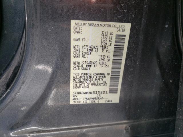 Photo 9 VIN: 5N1BA0ND4AN615801 - NISSAN ARMADA SE 