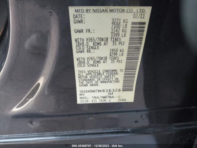 Photo 8 VIN: 5N1BA0ND7BN616328 - NISSAN ARMADA 