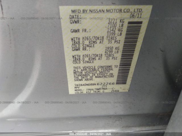 Photo 8 VIN: 5N1BA0ND8BN622266 - NISSAN ARMADA 