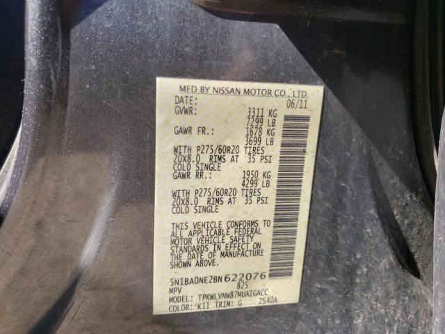 Photo 9 VIN: 5N1BA0NE2BN622076 - NISSAN ARMADA PLA 