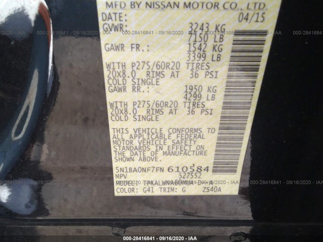 Photo 8 VIN: 5N1BA0NF7FN610584 - NISSAN ARMADA 