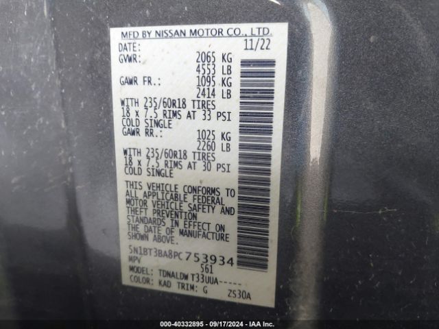 Photo 8 VIN: 5N1BT3BA8PC753934 - NISSAN ROGUE 