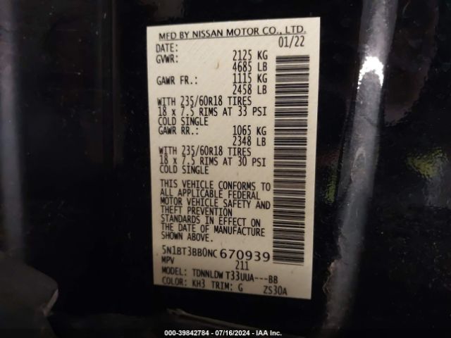 Photo 8 VIN: 5N1BT3BB0NC670939 - NISSAN ROGUE 