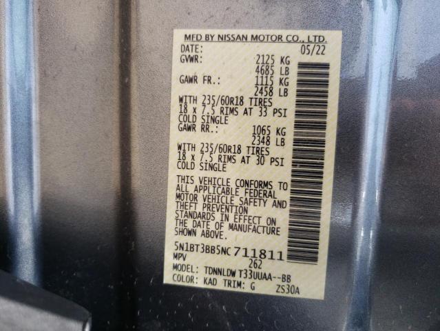 Photo 12 VIN: 5N1BT3BB5NC711811 - NISSAN ROGUE SV 