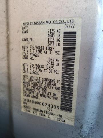 Photo 12 VIN: 5N1BT3BB6NC674395 - NISSAN ROGUE SV 