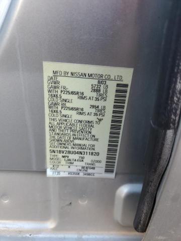 Photo 11 VIN: 5N1BV28U04N311820 - NISSAN QUEST 