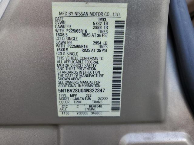 Photo 11 VIN: 5N1BV28U04N322347 - NISSAN QUEST 