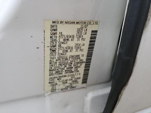 Photo 12 VIN: 5N1BV28U08N104771 - NISSAN QUEST S 