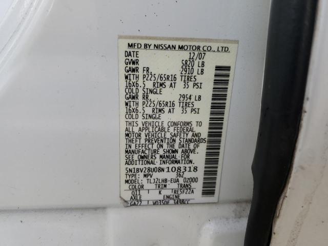 Photo 12 VIN: 5N1BV28U08N108318 - NISSAN QUEST S 