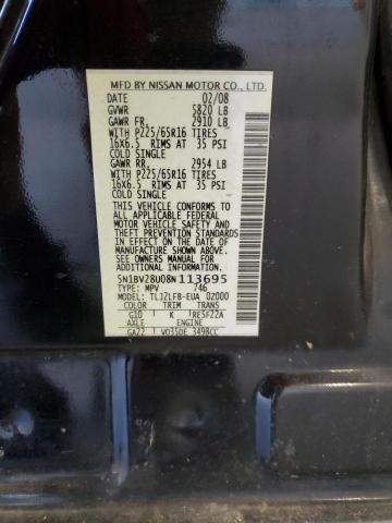 Photo 13 VIN: 5N1BV28U08N113695 - NISSAN QUEST S 