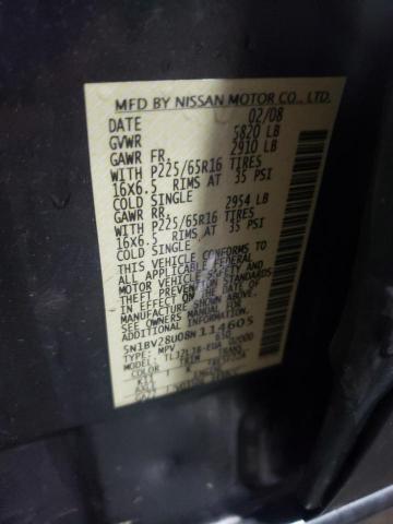 Photo 9 VIN: 5N1BV28U08N114605 - NISSAN QUEST S 