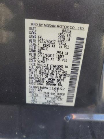 Photo 12 VIN: 5N1BV28U08N116662 - NISSAN QUEST S 