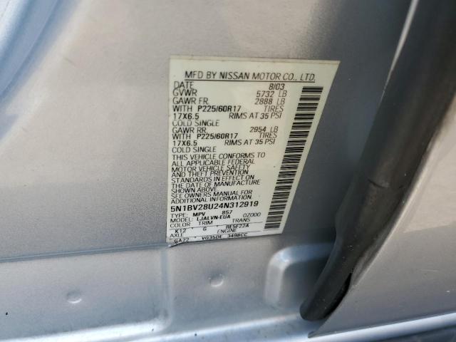 Photo 12 VIN: 5N1BV28U24N312919 - NISSAN QUEST S 