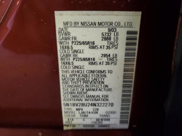 Photo 11 VIN: 5N1BV28U24N322270 - NISSAN QUEST 