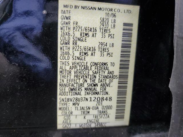 Photo 12 VIN: 5N1BV28U37N120848 - NISSAN QUEST S 